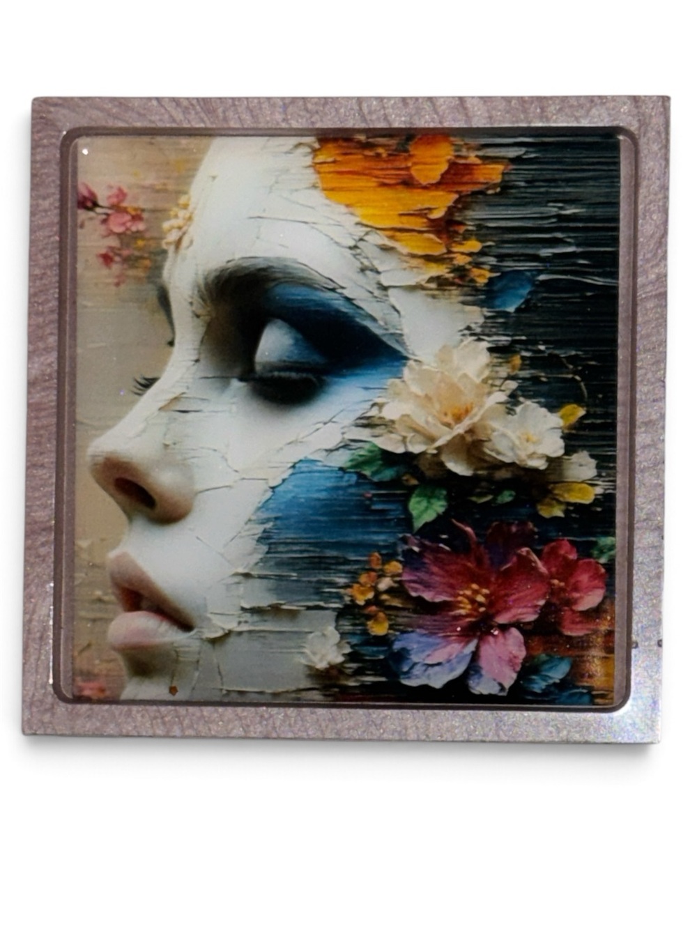 NORE’S NOVELTIES Single Handcrafted Square Coasters “BEAUTY MASK”